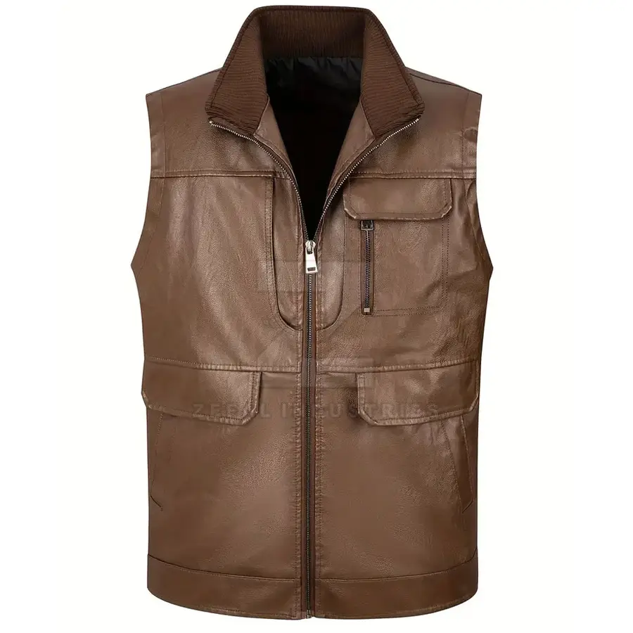 Premium Quality Men's Casual Winter Breathable Leather Vests-Customized Colors & Sizes Wholesale Price 2025 Latest Design — Zefal Industries product photograph 1 of 6