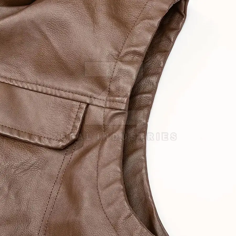 Fashion Custom Made Cow Hide Leather Vest Men Slim Fit Winter Casual Outerwear High Quality Breathable Made in Pakistan — Zefal Industries product photograph 5 of 6