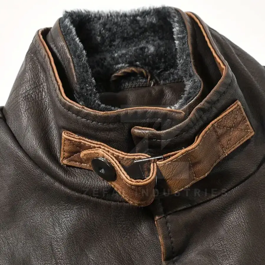 Breathable Winter Warm Men's Leather Vest V-neck Covered Button Closure Casual Outerwear High Quality 100% Polyester Filling — Zefal Industries product photograph 3 of 6