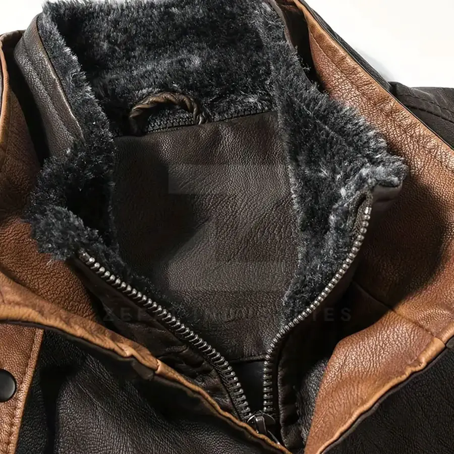 Breathable Winter Warm Men's Leather Vest V-neck Covered Button Closure Casual Outerwear High Quality 100% Polyester Filling — Zefal Industries product photograph 4 of 6