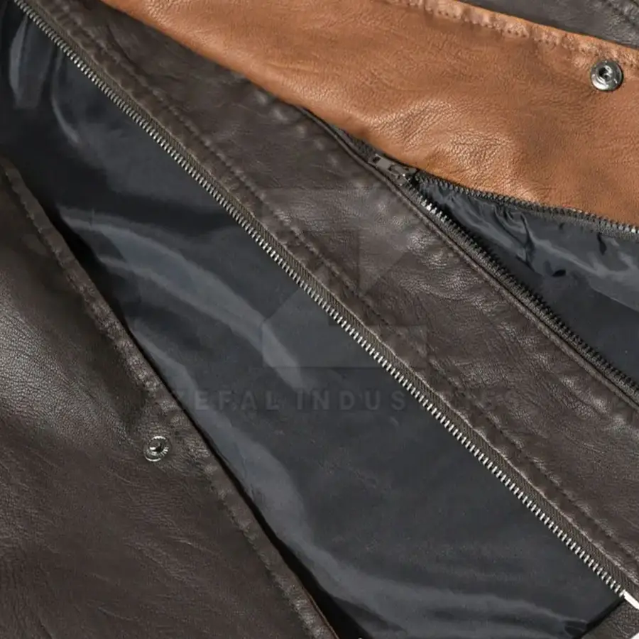 Breathable Winter Warm Men's Leather Vest V-neck Covered Button Closure Casual Outerwear High Quality 100% Polyester Filling — Zefal Industries product photograph 5 of 6