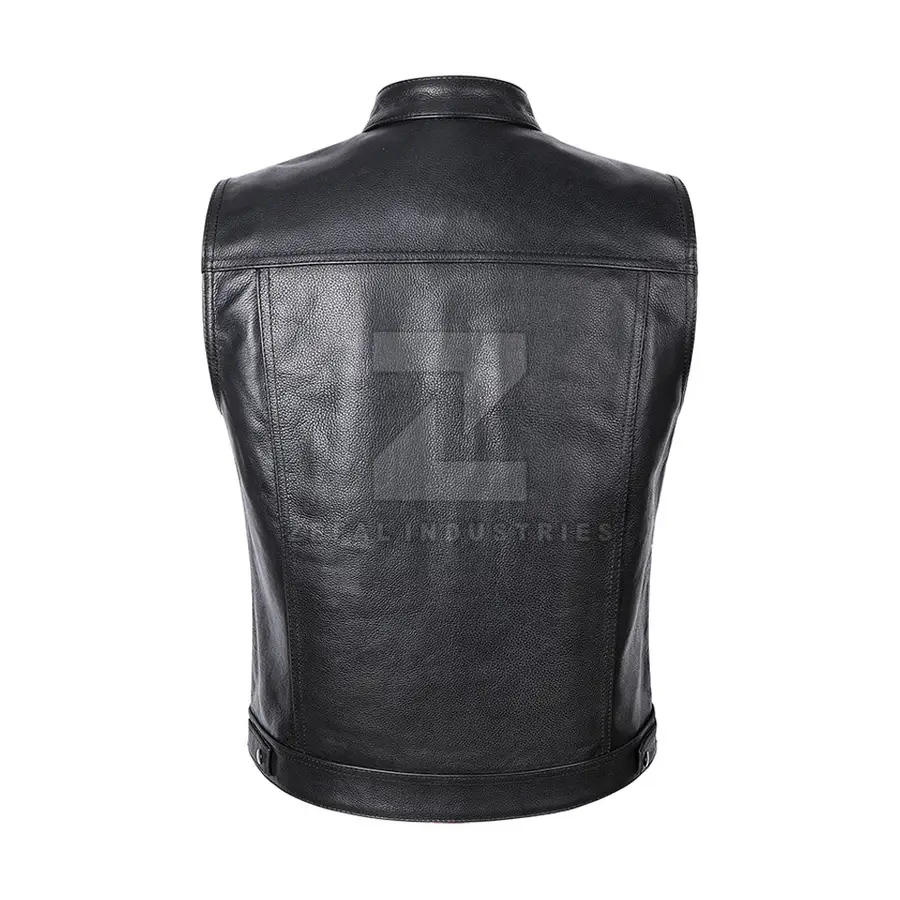 High Quality Genuine Leather Winter Casual Breathable Customizable Vest with V-neck Collar Polyester Filled for Men Outerwear — Zefal Industries product photograph 2 of 6