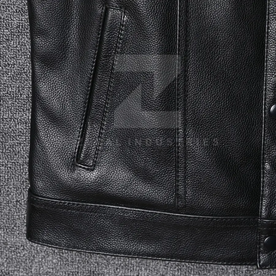 High Quality Genuine Leather Winter Casual Breathable Customizable Vest with V-neck Collar Polyester Filled for Men Outerwear — Zefal Industries product photograph 6 of 6
