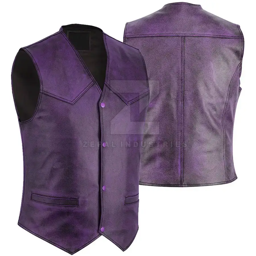 Fashion Wear 2025 Men Casual Winter Genuine Leather Vest Breathable High Quality Customized Design V-neck Outerwear Customized — Zefal Industries product photograph 3 of 6