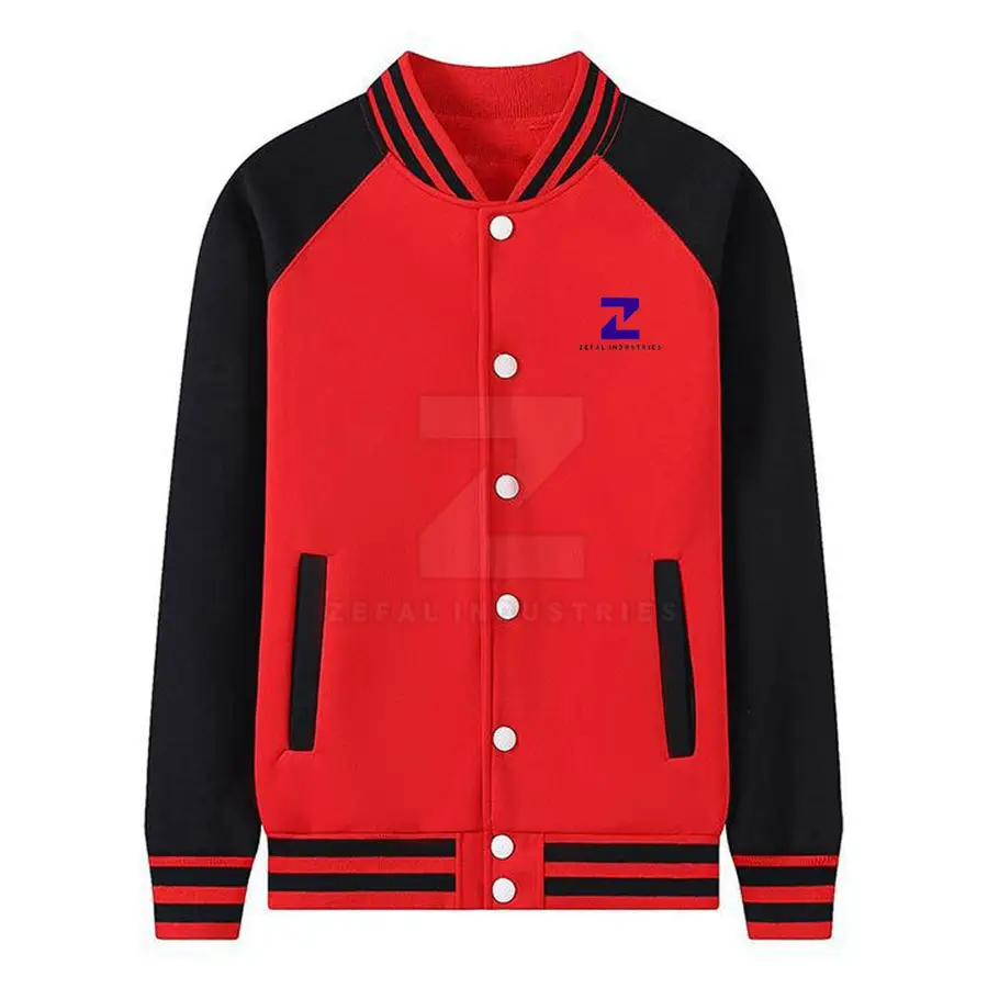 Men's Casual Fashion Letterman Jacket Customized Logo Stand Collar Front Logo-100% Cotton Breathable Eco-Friendly Winter High — real Zefal Industries product photograph