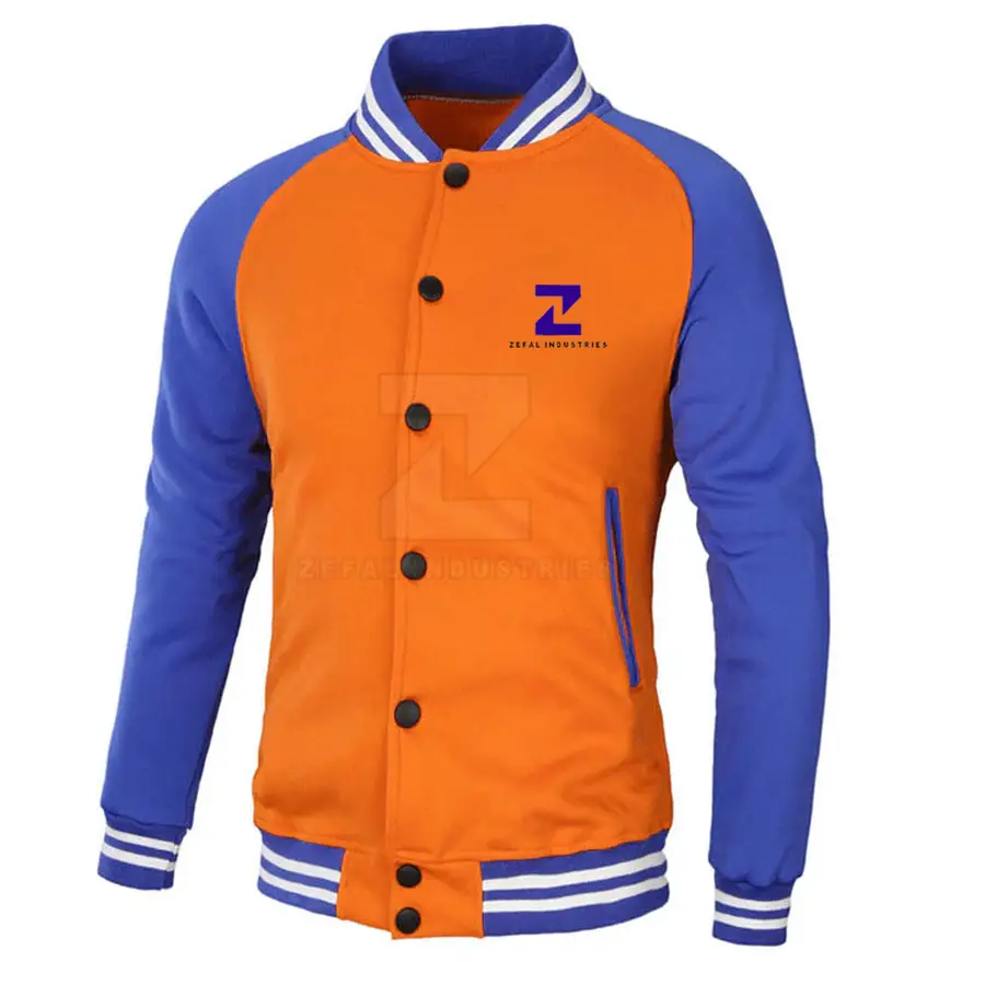 New Style Windproof Stand Collar Front Logo 100% Cotton Eco-Friendly Breathable Men's High Quality Letterman Jacket Customizable — real Zefal Industries product photograph