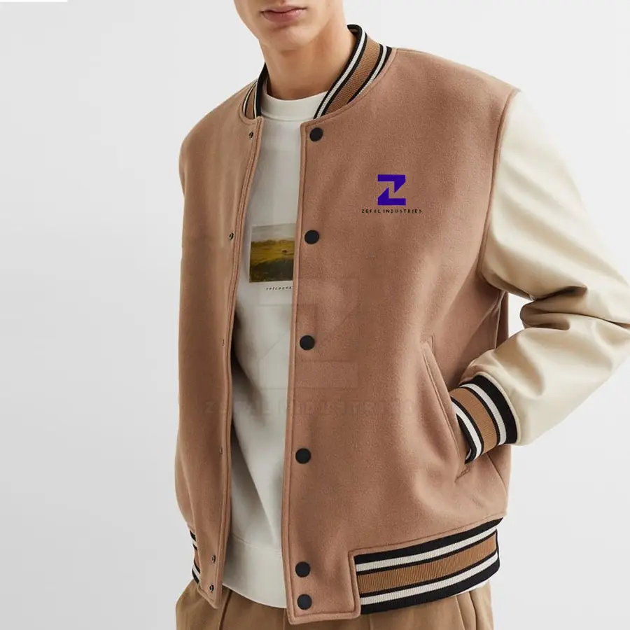Pakistan Manufactured Winter Lettermen Jacket High Quality 100% Cotton Stand Collar Front Eco-Friendly Breathable Casual — Zefal Industries product photograph 2 of 6