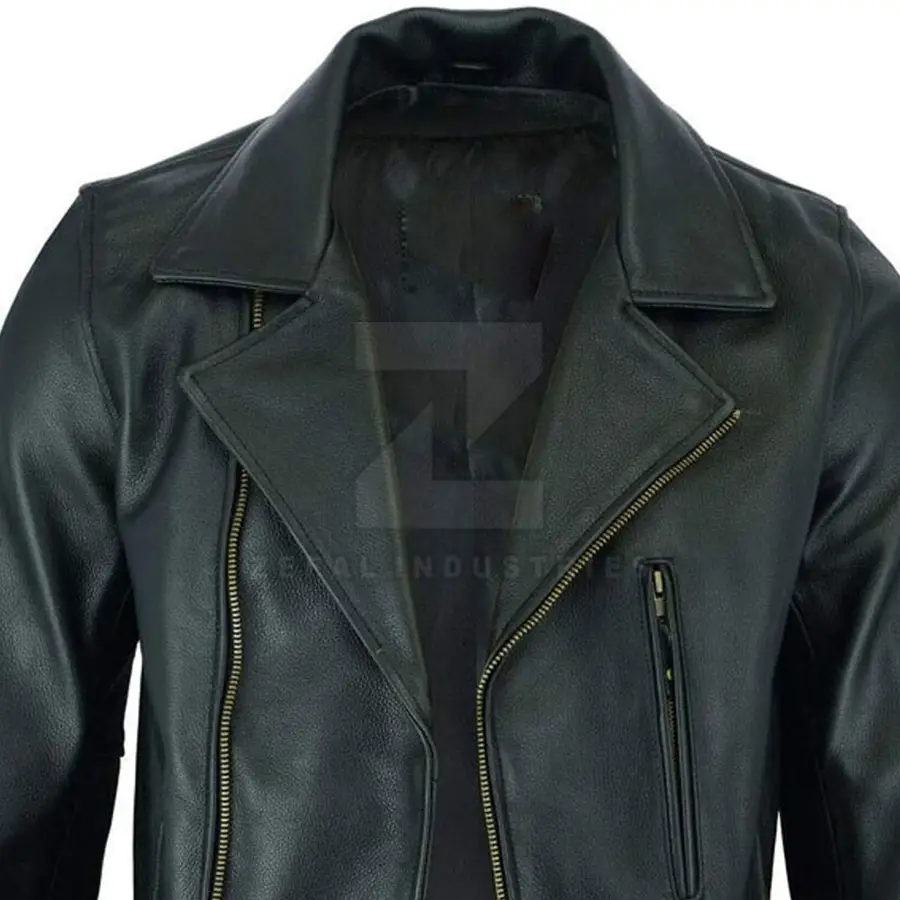 Best Sale Waterproof Men's Leather Jacket Slim Fit Winter Stand Collar Front Logo High Quality — Zefal Industries product photograph 4 of 6
