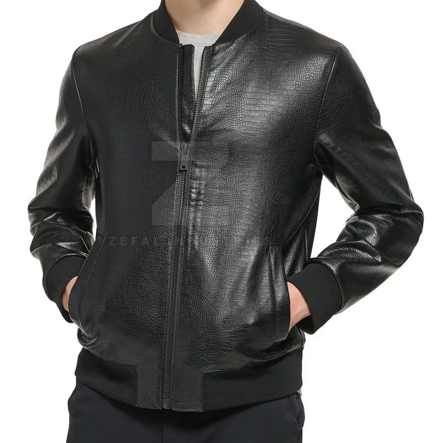 Hot Selling Men's Leather Jacket New Fashion Winter Stand Collar Front Logo Waterproof Breathable Eco-Friendly — Zefal Industries product photograph 1 of 6