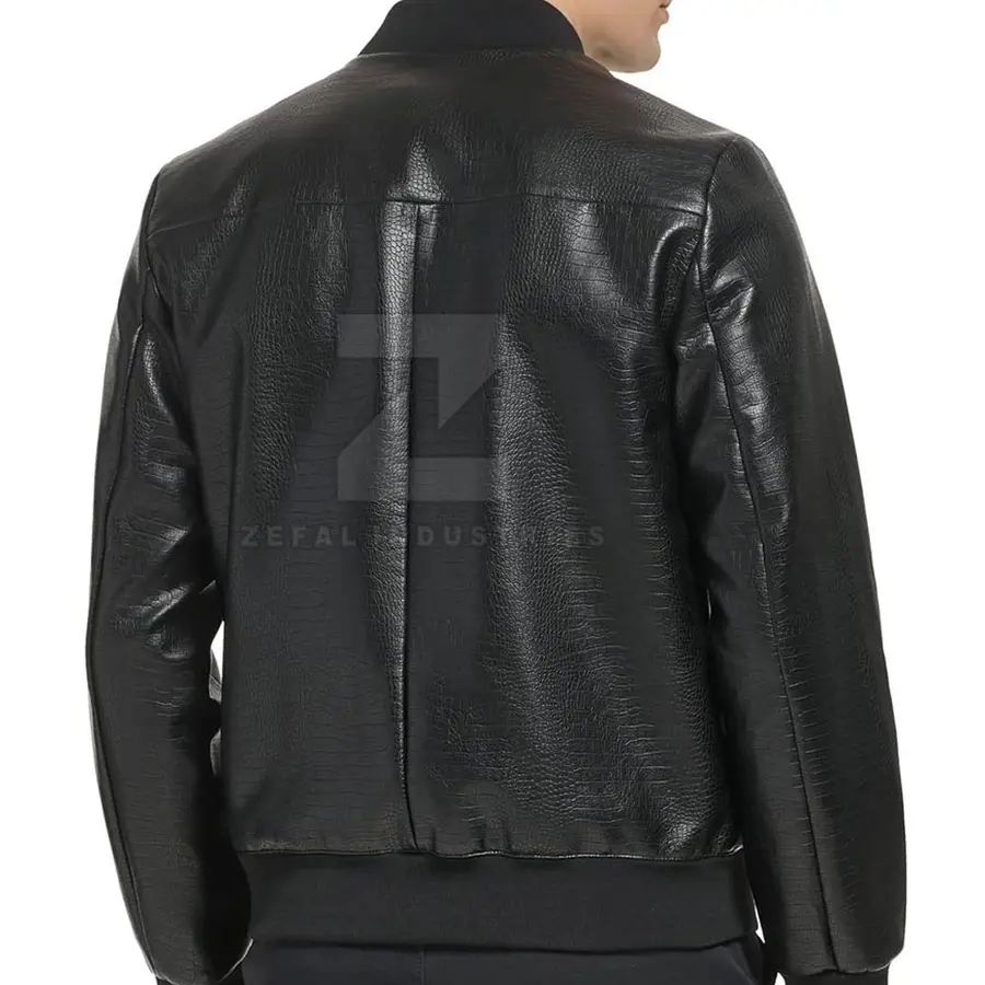 Hot Selling Men's Leather Jacket New Fashion Winter Stand Collar Front Logo Waterproof Breathable Eco-Friendly — Zefal Industries product photograph 2 of 6