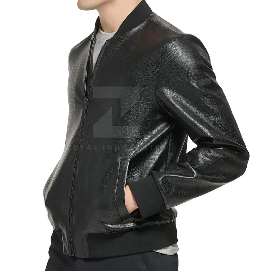 Hot Selling Men's Leather Jacket New Fashion Winter Stand Collar Front Logo Waterproof Breathable Eco-Friendly — Zefal Industries product photograph 4 of 6