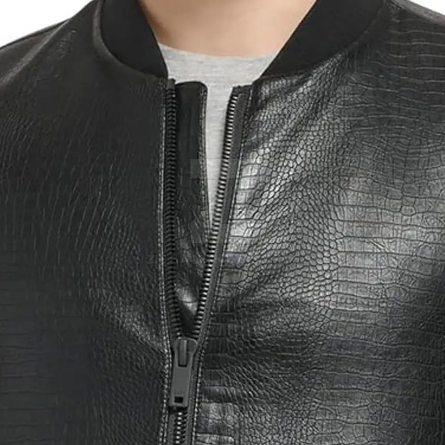 Hot Selling Men's Leather Jacket New Fashion Winter Stand Collar Front Logo Waterproof Breathable Eco-Friendly — Zefal Industries product photograph 6 of 6