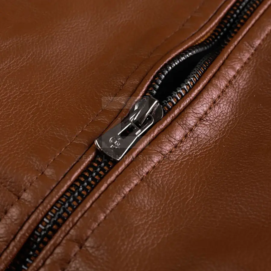 2025 High Quality Leather Jacket for Men Stand Collar Front Logo Custom Color Winter Waterproof Windproof Eco-Friendly — Zefal Industries product photograph 3 of 6