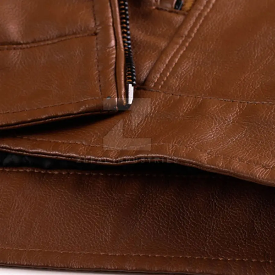 2025 High Quality Leather Jacket for Men Stand Collar Front Logo Custom Color Winter Waterproof Windproof Eco-Friendly — Zefal Industries product photograph 5 of 6
