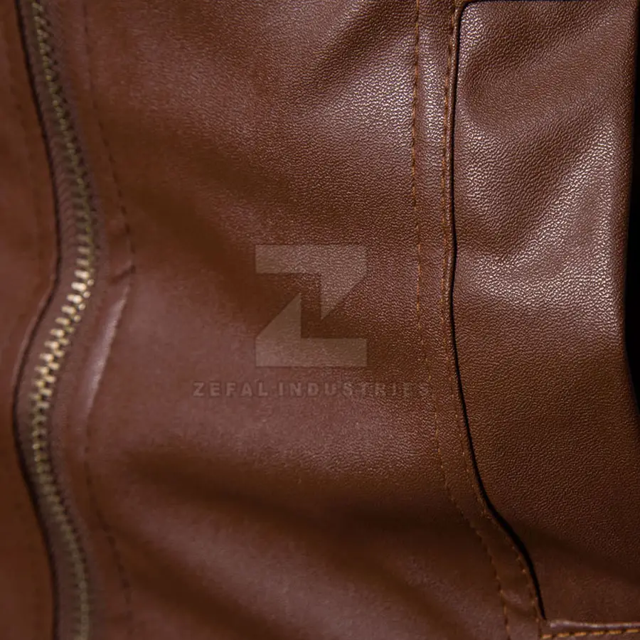 Fall Winter Men's Leather Jacket with Stand Collar and Front Logo High Quality Windproof & Waterproof — Zefal Industries product photograph 5 of 6