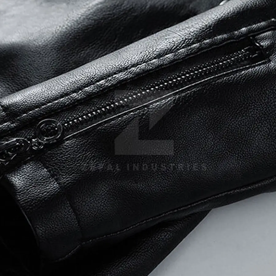Motorbike Style Men Leather Jacket Stand Front Waterproof Eco-Friendly Windproof Breathable Wholesale Latest Design Winter — Zefal Industries product photograph 5 of 6