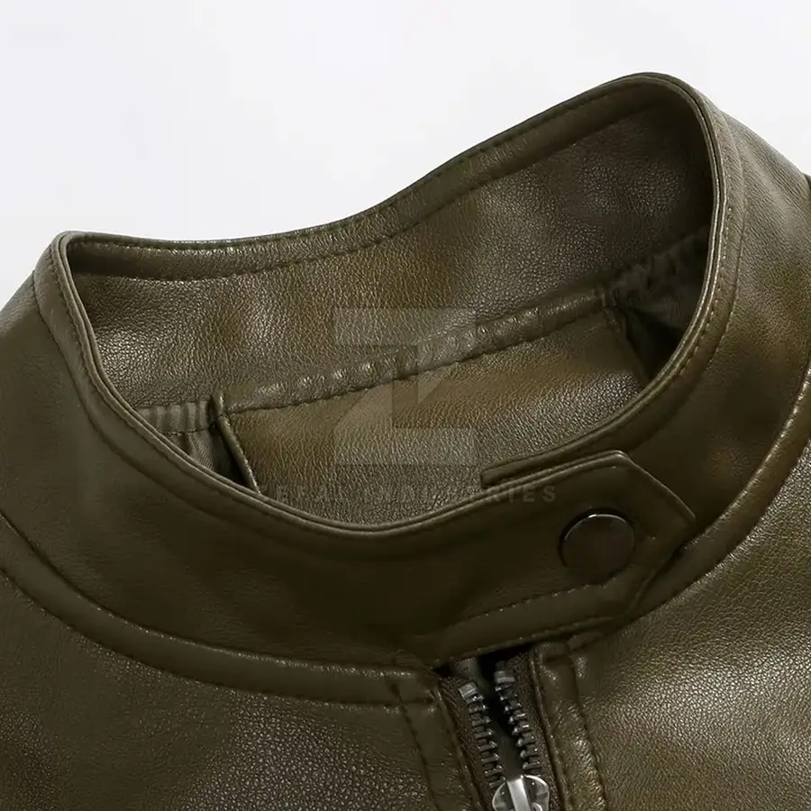 Men's Leather Winter Jacket High Quality Long Sleeve Streetwear Stand Collar Front Logo Waterproof Breathable Eco-Friendly — Zefal Industries product photograph 3 of 6
