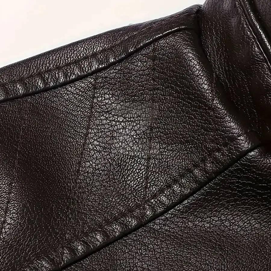 Real Genuine Leather Men's Winter Jacket Stand Collar Front Waterproof Eco-Friendly Breathable Casual Soft Fabric Customizable — Zefal Industries product photograph 3 of 6