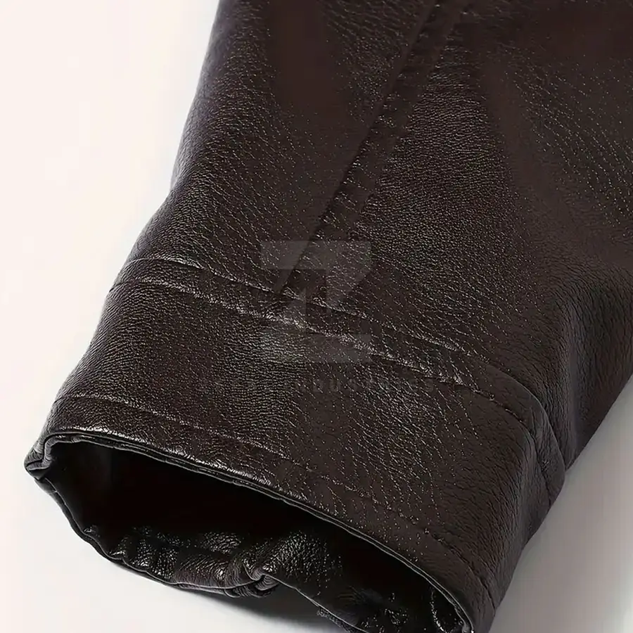 Real Genuine Leather Men's Winter Jacket Stand Collar Front Waterproof Eco-Friendly Breathable Casual Soft Fabric Customizable — Zefal Industries product photograph 4 of 6
