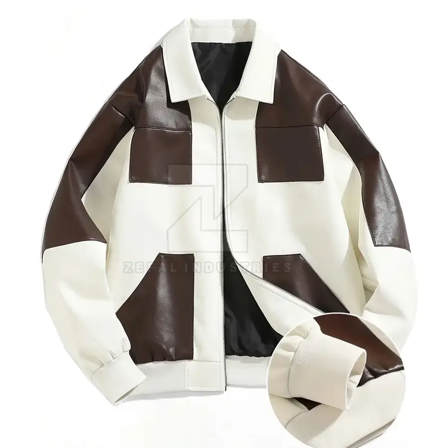 Hot Sale Reasonable Price Custom Design Leather Jacket Solid Color Men Streetwear Winter Stand Front Waterproof Eco-Friendly — Zefal Industries product photograph 1 of 6