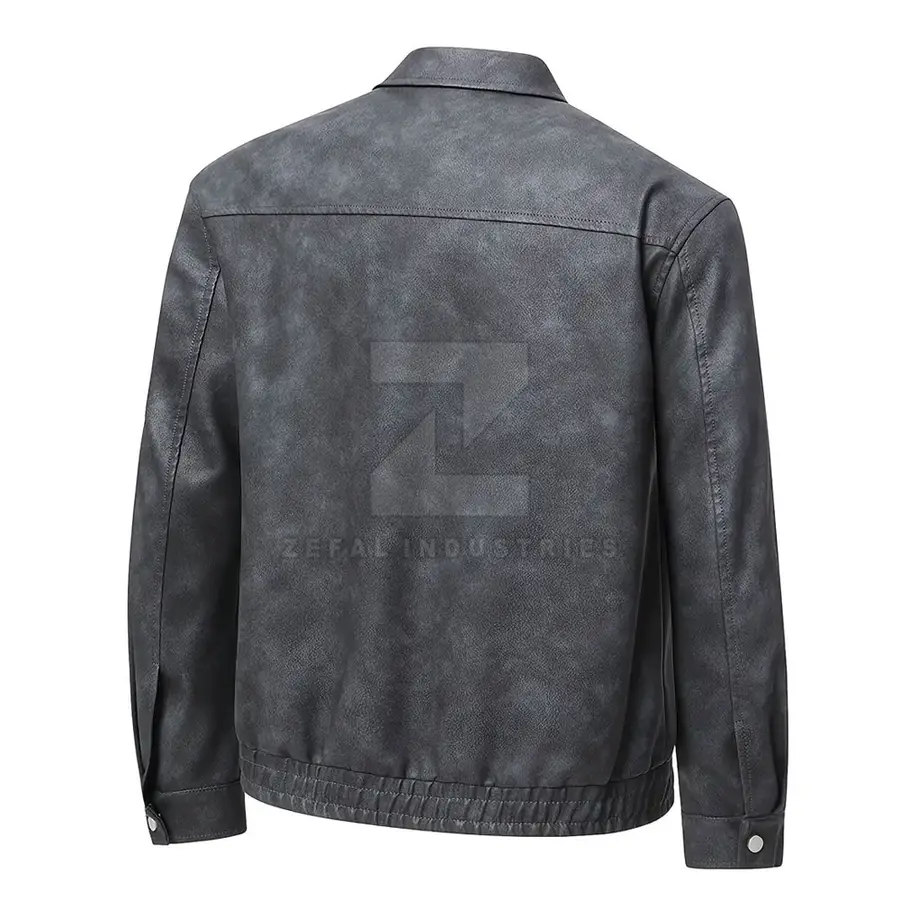 Plus Size Ecofriendly Leather High Quality Casual Men Winter Jacket Custom Color Windproof Waterproof Breathable Stand Front — Zefal Industries product photograph 2 of 6