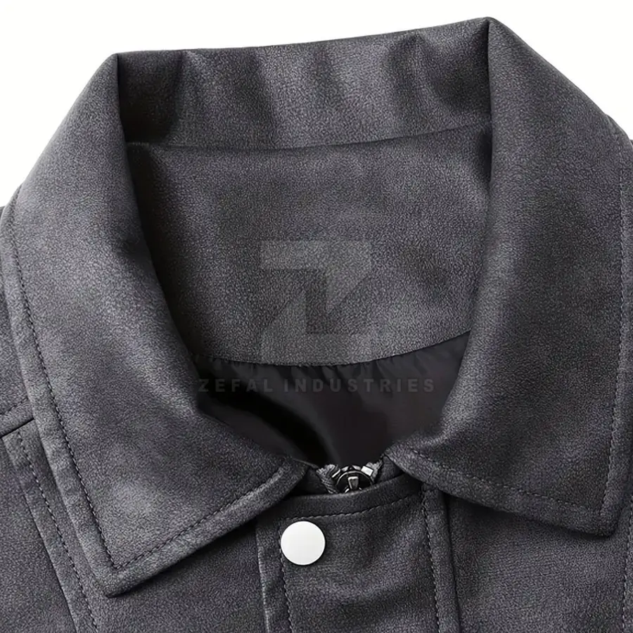 Plus Size Ecofriendly Leather High Quality Casual Men Winter Jacket Custom Color Windproof Waterproof Breathable Stand Front — Zefal Industries product photograph 3 of 6
