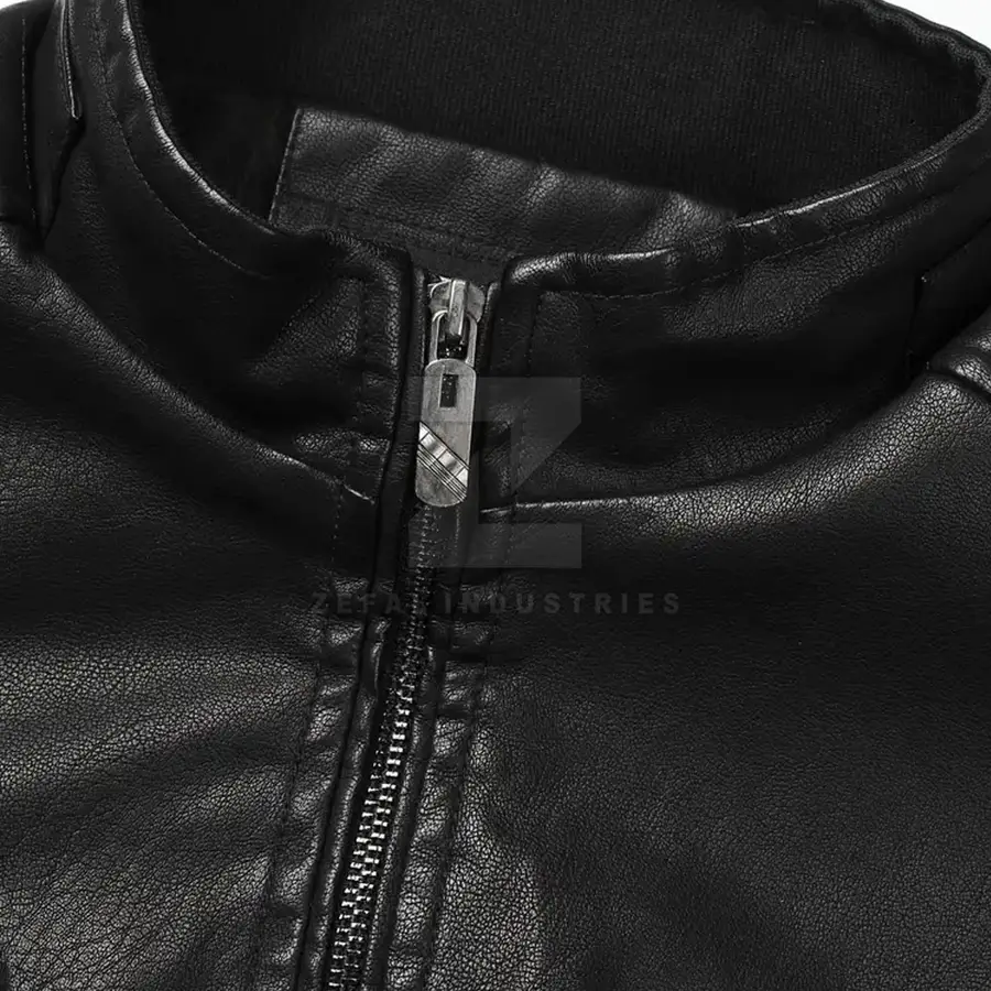 Cheap Price Men Leather Jacket Breathable Lightweight Stand Collar Front Logo Casual Winter Jacket for Online Sale — Zefal Industries product photograph 3 of 6