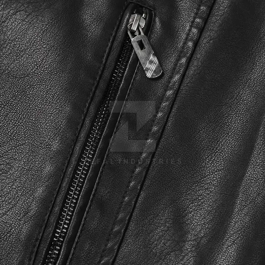 Cheap Price Men Leather Jacket Breathable Lightweight Stand Collar Front Logo Casual Winter Jacket for Online Sale — Zefal Industries product photograph 4 of 6