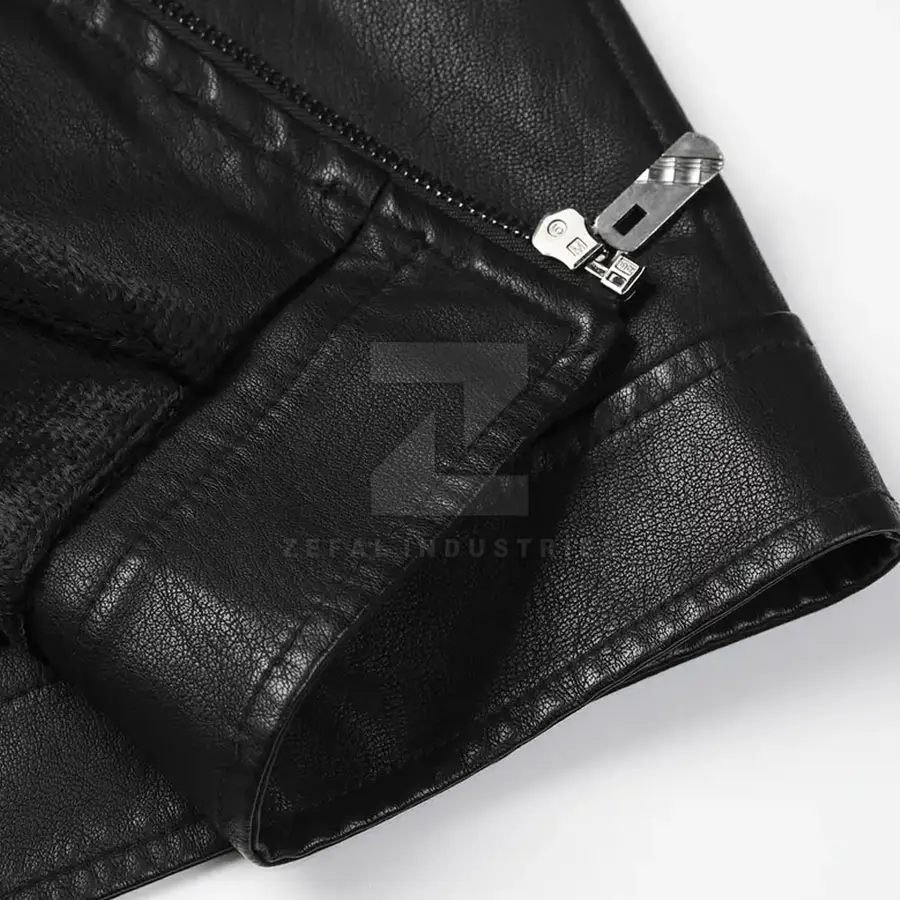 Cheap Price Men Leather Jacket Breathable Lightweight Stand Collar Front Logo Casual Winter Jacket for Online Sale — Zefal Industries product photograph 6 of 6