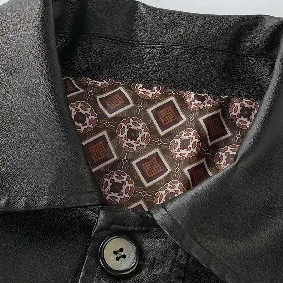 Casual Men's Winter Leather Jacket Stand Collar Front Logo High Quality Waterproof Windproof Eco-Friendly Breathable Customized — Zefal Industries product photograph 3 of 6
