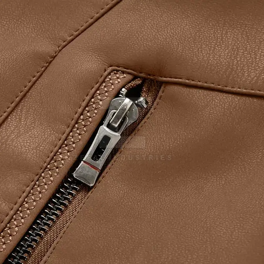 Best Selling Eco-Friendly Windproof Breathable Waterproof Men's Leather Jacket Stand Collar Front Logo Customized Design Jacket — Zefal Industries product photograph 4 of 6