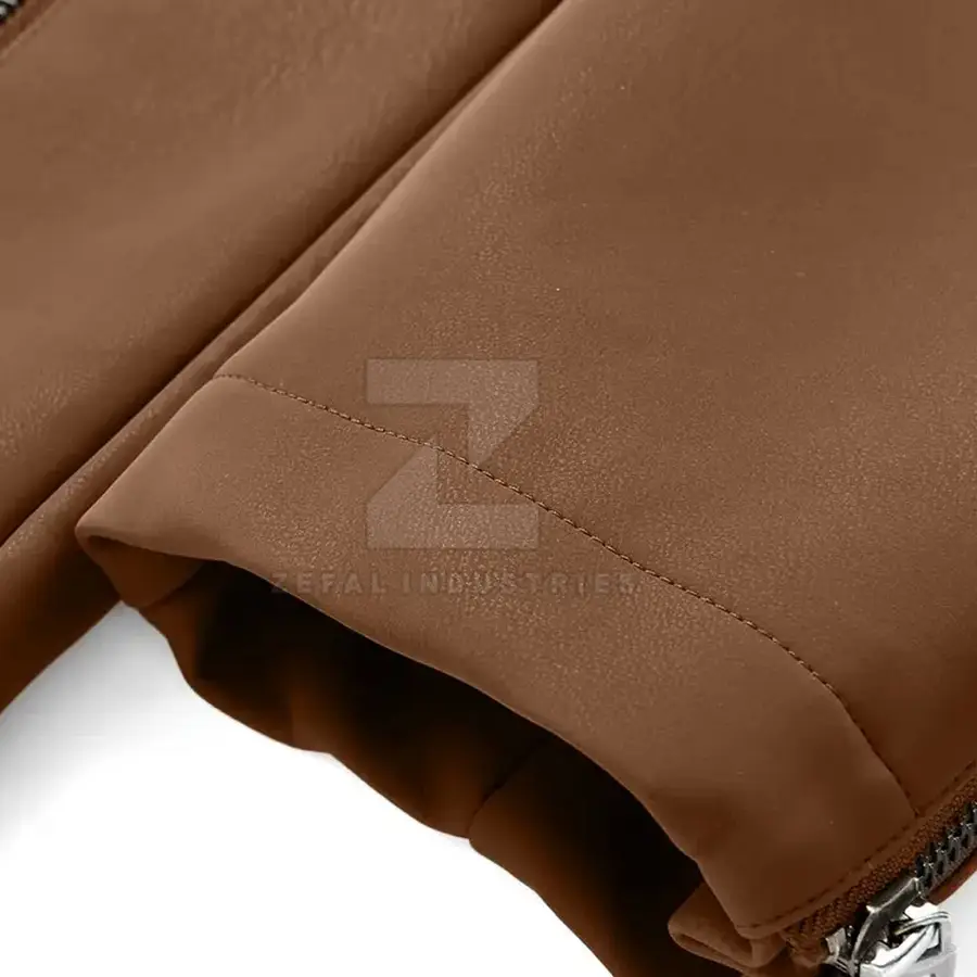 Best Selling Eco-Friendly Windproof Breathable Waterproof Men's Leather Jacket Stand Collar Front Logo Customized Design Jacket — Zefal Industries product photograph 5 of 6
