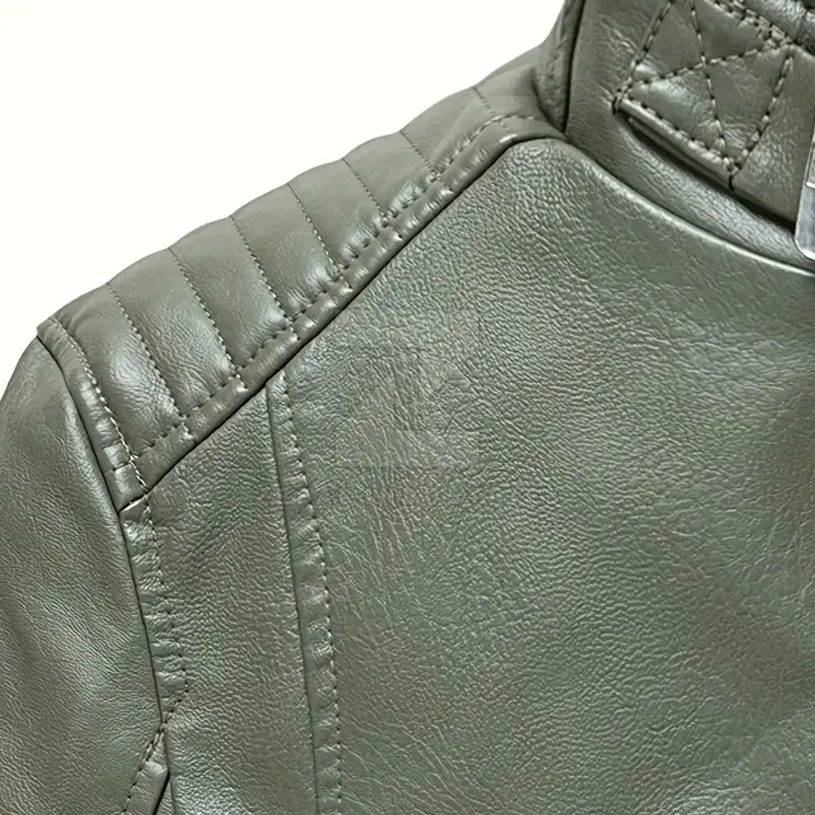 Low Price Men's Leather Winter Jacket Custom Color Plus Size Eco-Friendly Waterproof Breathable Windproof Stand Collar Front — Zefal Industries product photograph 4 of 6