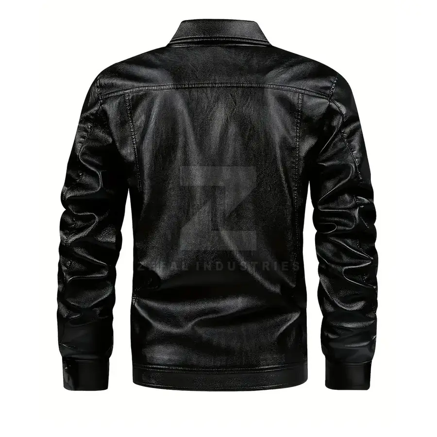 Online Best Sale Low Price Men's Leather Winter Jacket Plus Size Breathable Windproof Waterproof Eco-Friendly Stand Front High — Zefal Industries product photograph 2 of 6