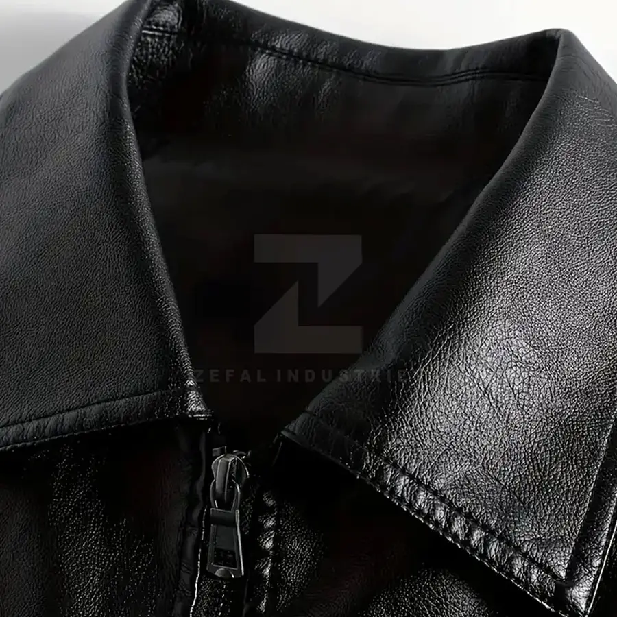 Online Best Sale Low Price Men's Leather Winter Jacket Plus Size Breathable Windproof Waterproof Eco-Friendly Stand Front High — Zefal Industries product photograph 3 of 6