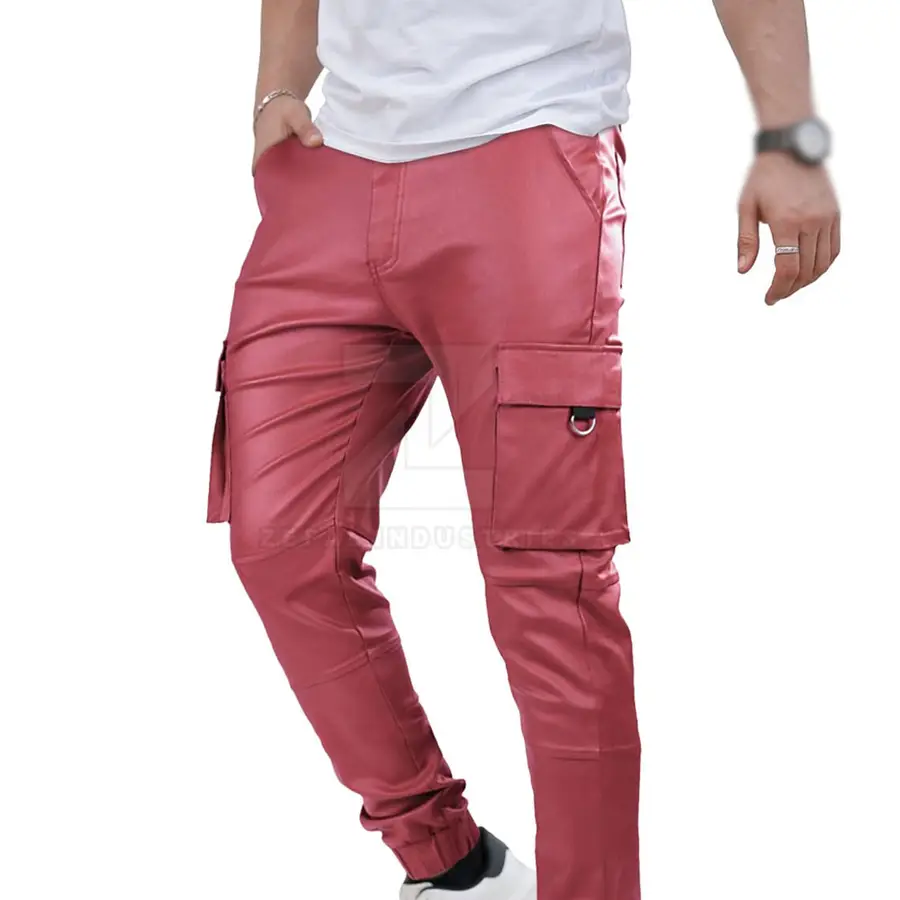 High Quality Lightweight Dark Casual Mid Waist Men Leather Pants Customized Logo Outdoor Wear Custom Made Size OEM Service — Zefal Industries product photograph 1 of 6