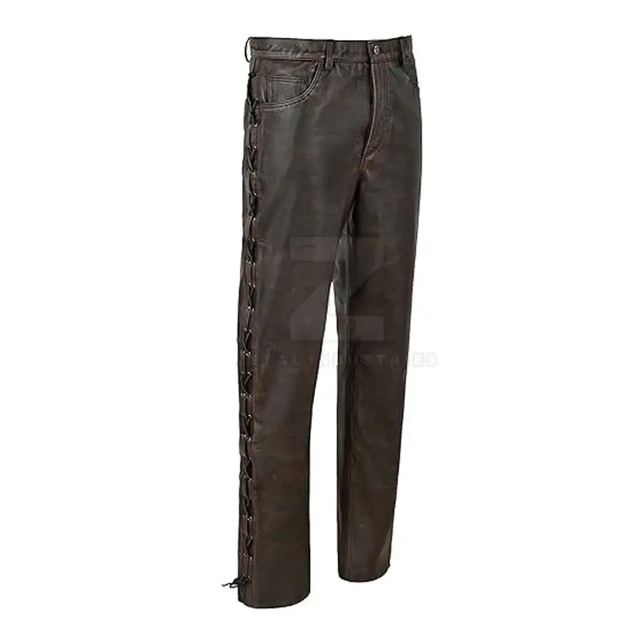 Latest Design OEM Service Customized Logo Dark Mid Lightweight Casual Breathable Comfortable Premium Quality Men Leather Pants — Zefal Industries product photograph 1 of 6