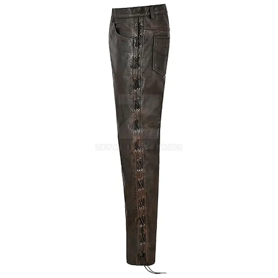 Latest Design OEM Service Customized Logo Dark Mid Lightweight Casual Breathable Comfortable Premium Quality Men Leather Pants — Zefal Industries product photograph 3 of 6
