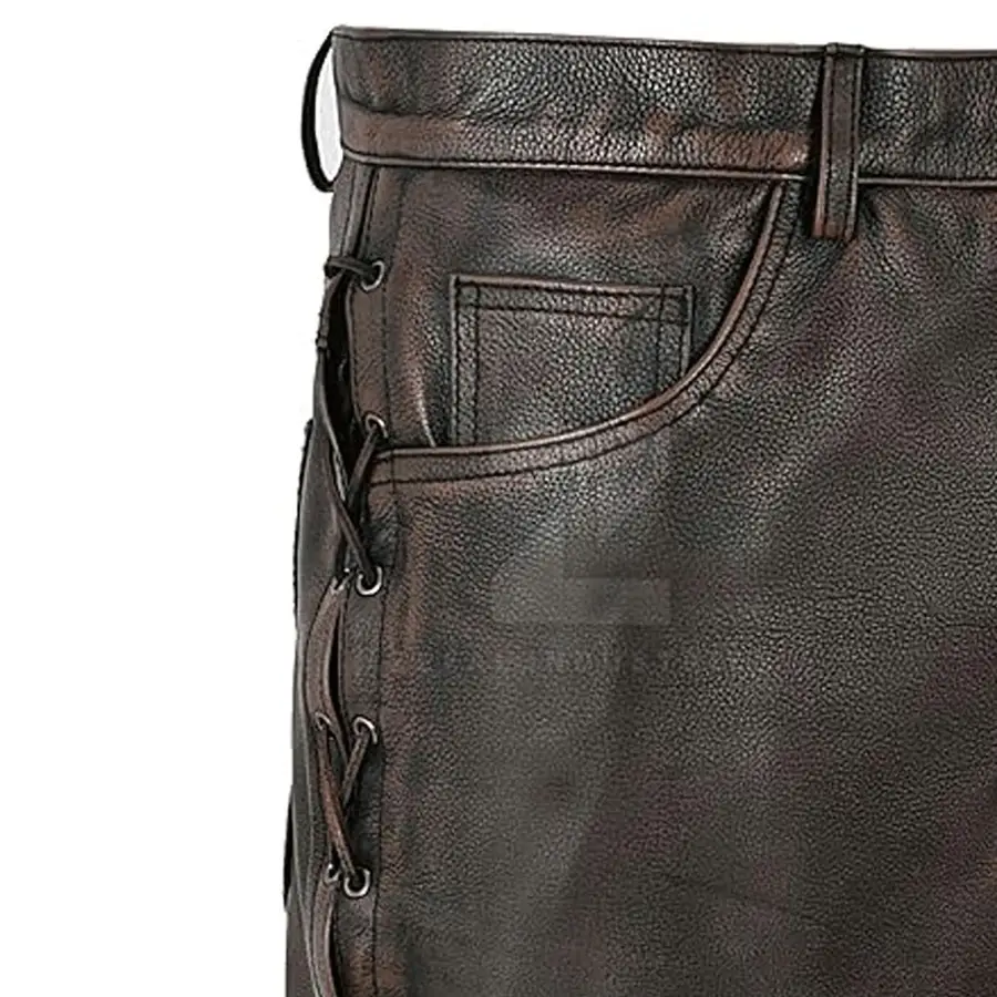 Latest Design OEM Service Customized Logo Dark Mid Lightweight Casual Breathable Comfortable Premium Quality Men Leather Pants — Zefal Industries product photograph 5 of 6