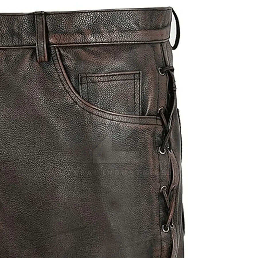 Latest Design OEM Service Customized Logo Dark Mid Lightweight Casual Breathable Comfortable Premium Quality Men Leather Pants — Zefal Industries product photograph 6 of 6