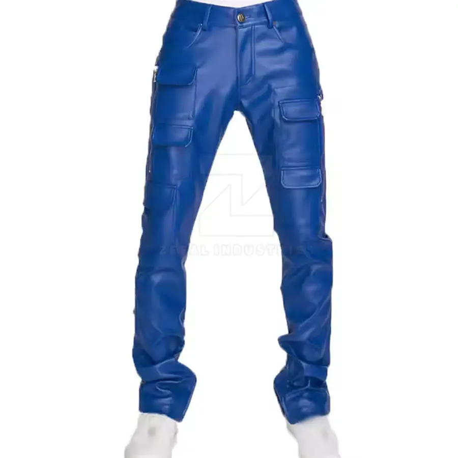 Classic Casual Dark Leather Mid Waist Men Straight Fit Durable Breathable Lightweight High Quality Winter Motorcycle Biker Pants — Zefal Industries product photograph 1 of 6