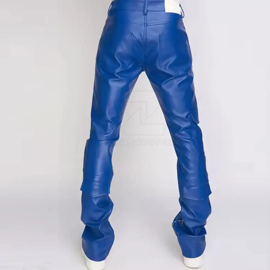 Classic Casual Dark Leather Mid Waist Men Straight Fit Durable Breathable Lightweight High Quality Winter Motorcycle Biker Pants — Zefal Industries product photograph 2 of 6