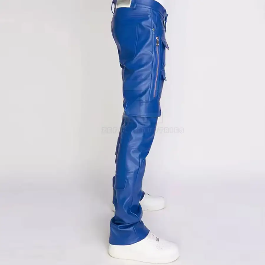 Classic Casual Dark Leather Mid Waist Men Straight Fit Durable Breathable Lightweight High Quality Winter Motorcycle Biker Pants — Zefal Industries product photograph 3 of 6