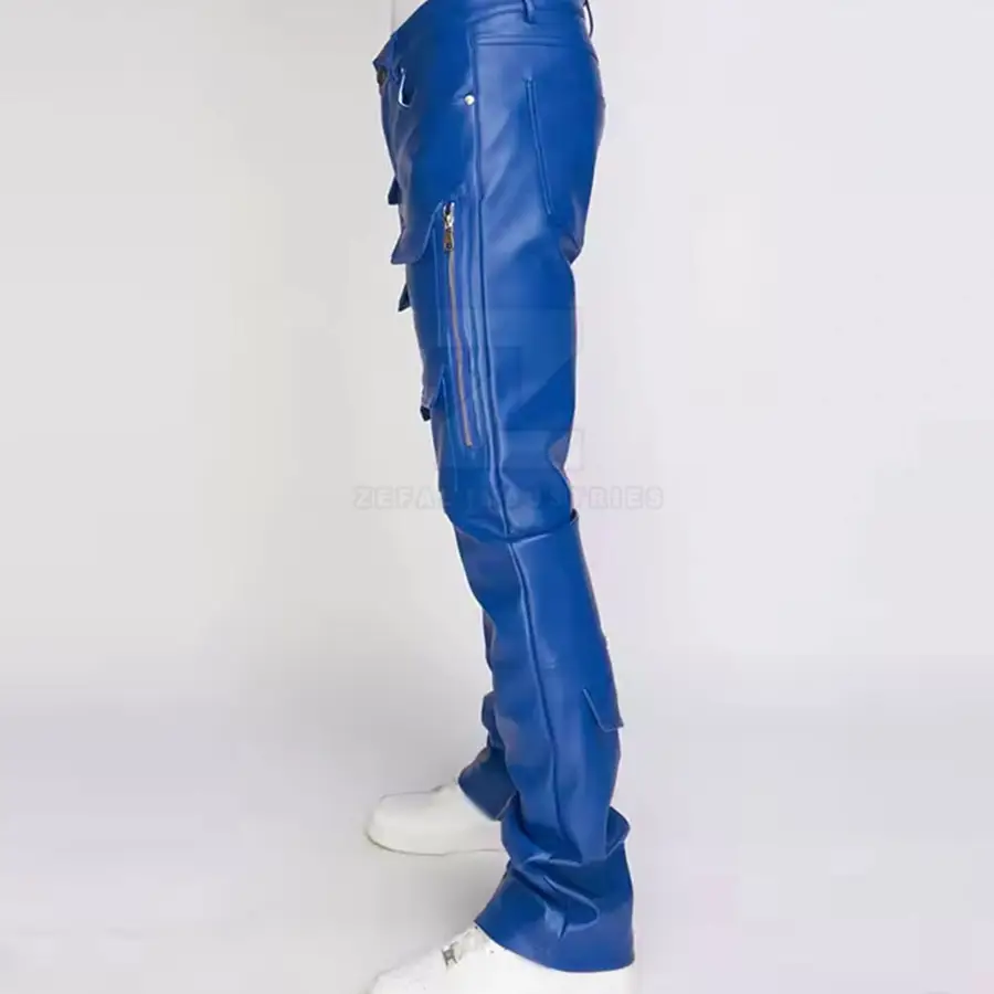 Classic Casual Dark Leather Mid Waist Men Straight Fit Durable Breathable Lightweight High Quality Winter Motorcycle Biker Pants — Zefal Industries product photograph 4 of 6
