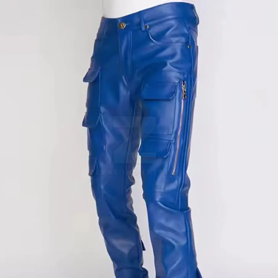 Classic Casual Dark Leather Mid Waist Men Straight Fit Durable Breathable Lightweight High Quality Winter Motorcycle Biker Pants — Zefal Industries product photograph 5 of 6