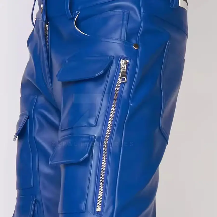 Classic Casual Dark Leather Mid Waist Men Straight Fit Durable Breathable Lightweight High Quality Winter Motorcycle Biker Pants — Zefal Industries product photograph 6 of 6
