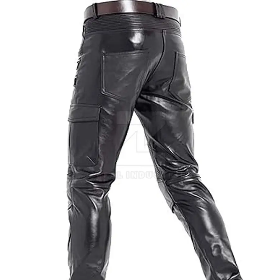 Wholesale Custom Made Casual Mid Waist Dark Leather Pants Men Custom Logo Breathable Lightweight Unique Design High Quality Hot — Zefal Industries product photograph 3 of 6