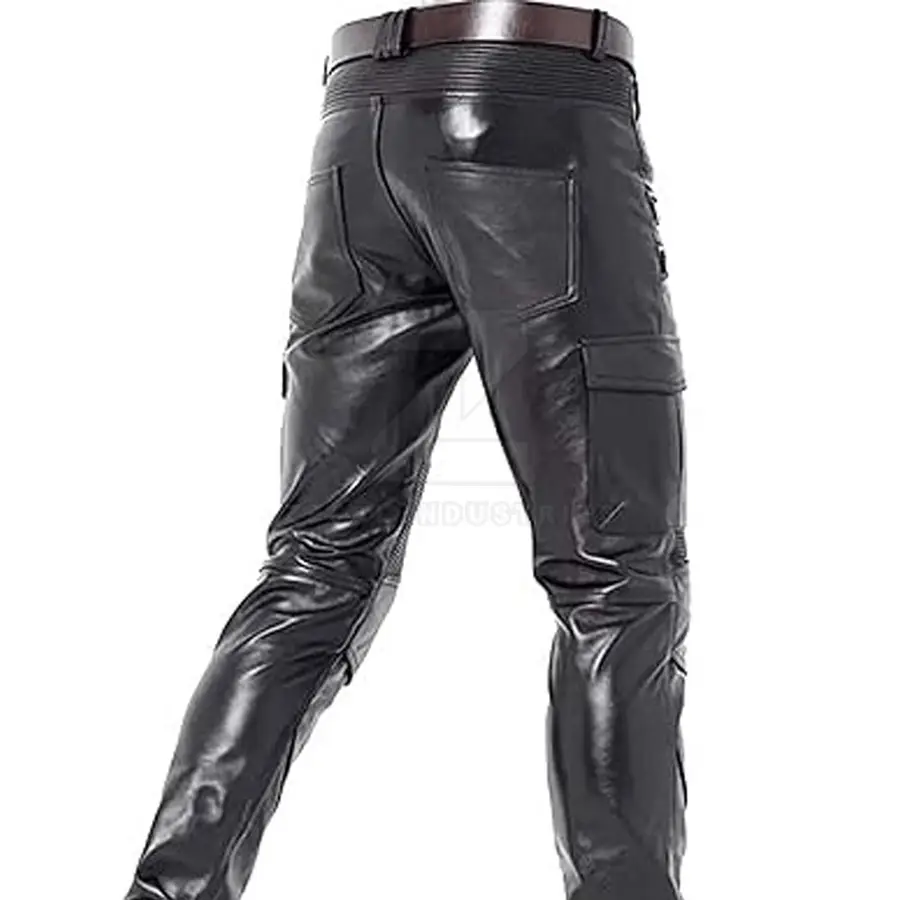 Wholesale Custom Made Casual Mid Waist Dark Leather Pants Men Custom Logo Breathable Lightweight Unique Design High Quality Hot — Zefal Industries product photograph 5 of 6