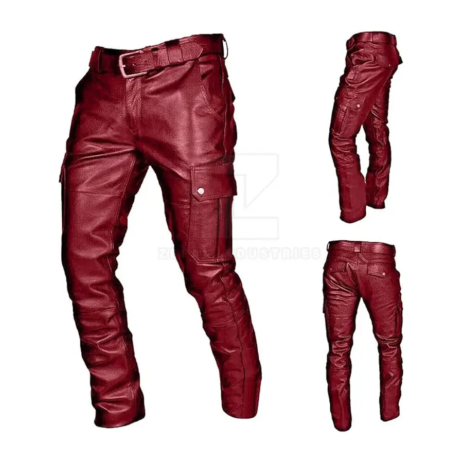 Made Pakistan Low MOQ Genuine Leather Casual Men's Dark Wash Mid Waist High Quality Breathable Lightweight Winter Pant — Zefal Industries product photograph 4 of 6