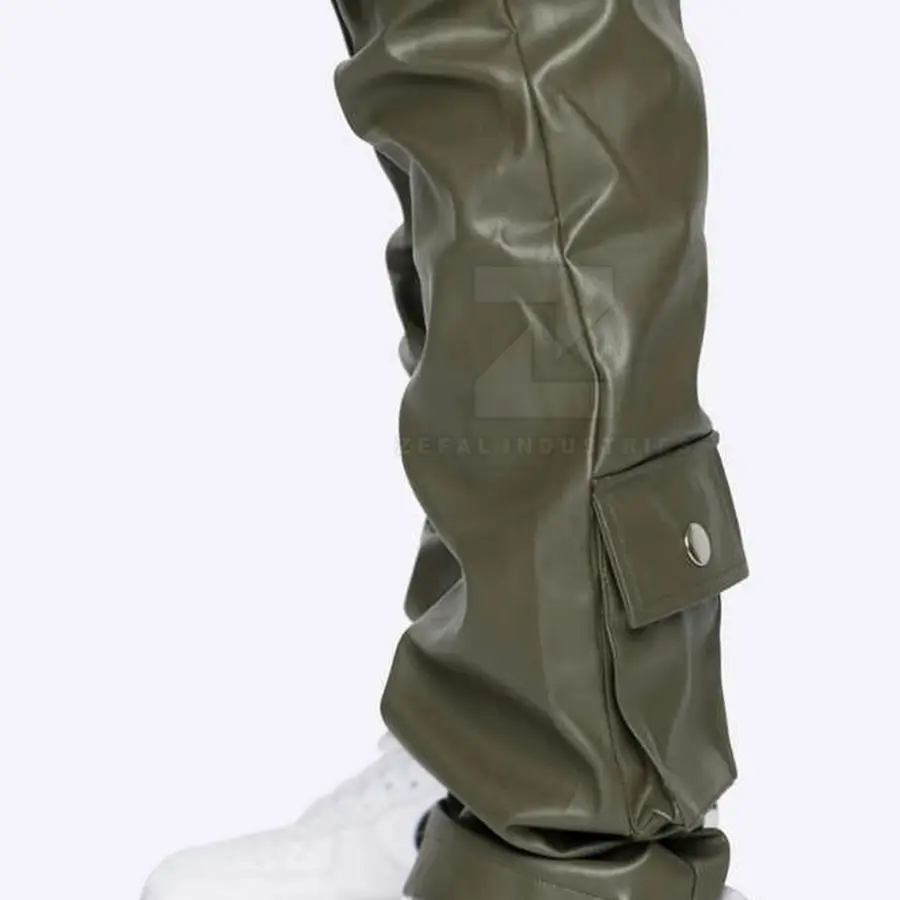 Solid Color Dark Customized Colors Streetwear Washed Men Leather Pants High Quality Casual Breathable Lightweight Mid Waist — Zefal Industries product photograph 6 of 6